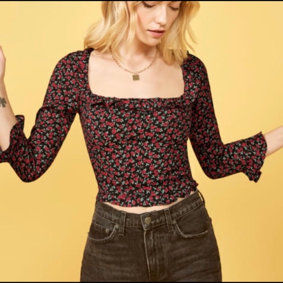Reformation Tops - Reformation Barb top rose print square neck